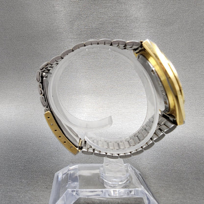 Seiko Pulsar Watch Men 36mm Silver Dial Gold Tone Daydate V733x004 New Battery8