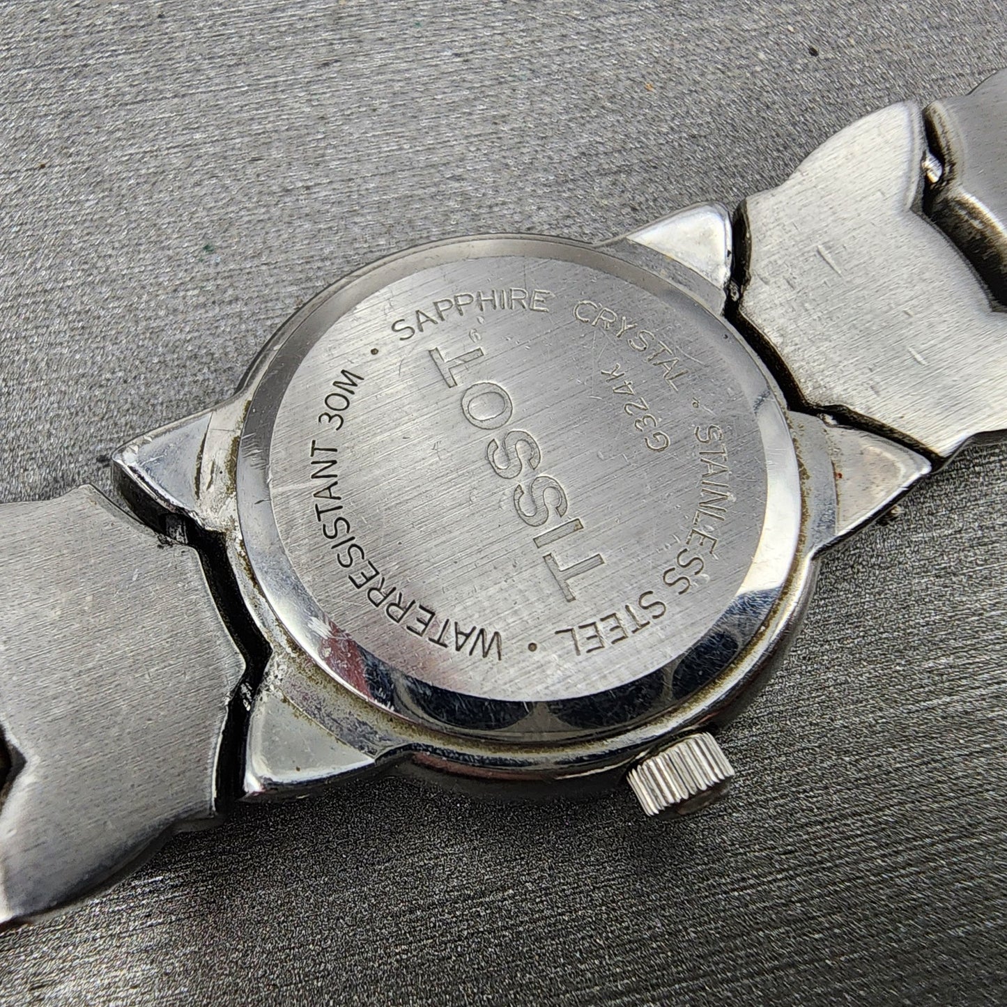 Tissot Watch Women 25mm Black Dial Steel Round BROKEN BAND New battery10