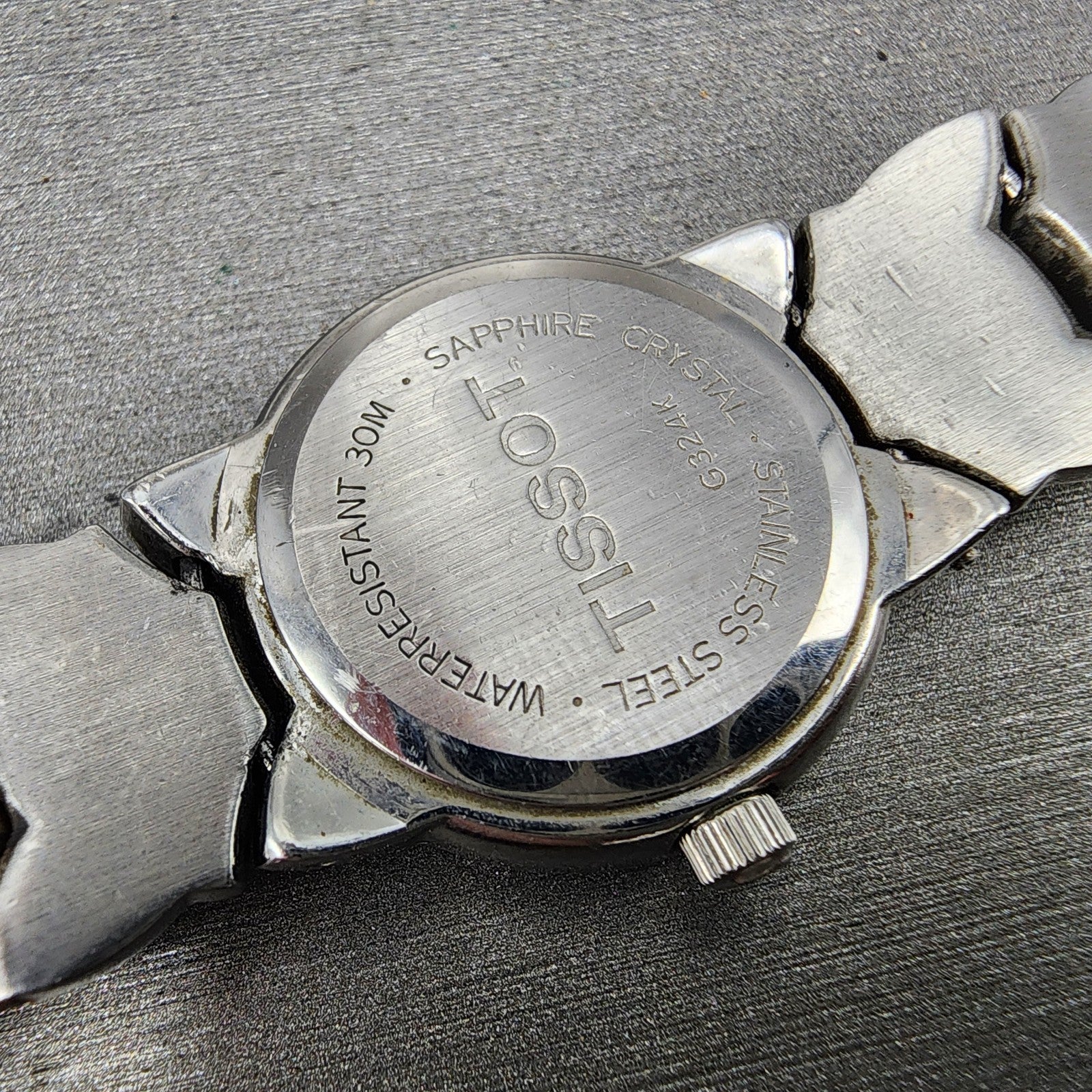 Tissot Watch Women 25mm Black Dial Steel Round BROKEN BAND New battery10