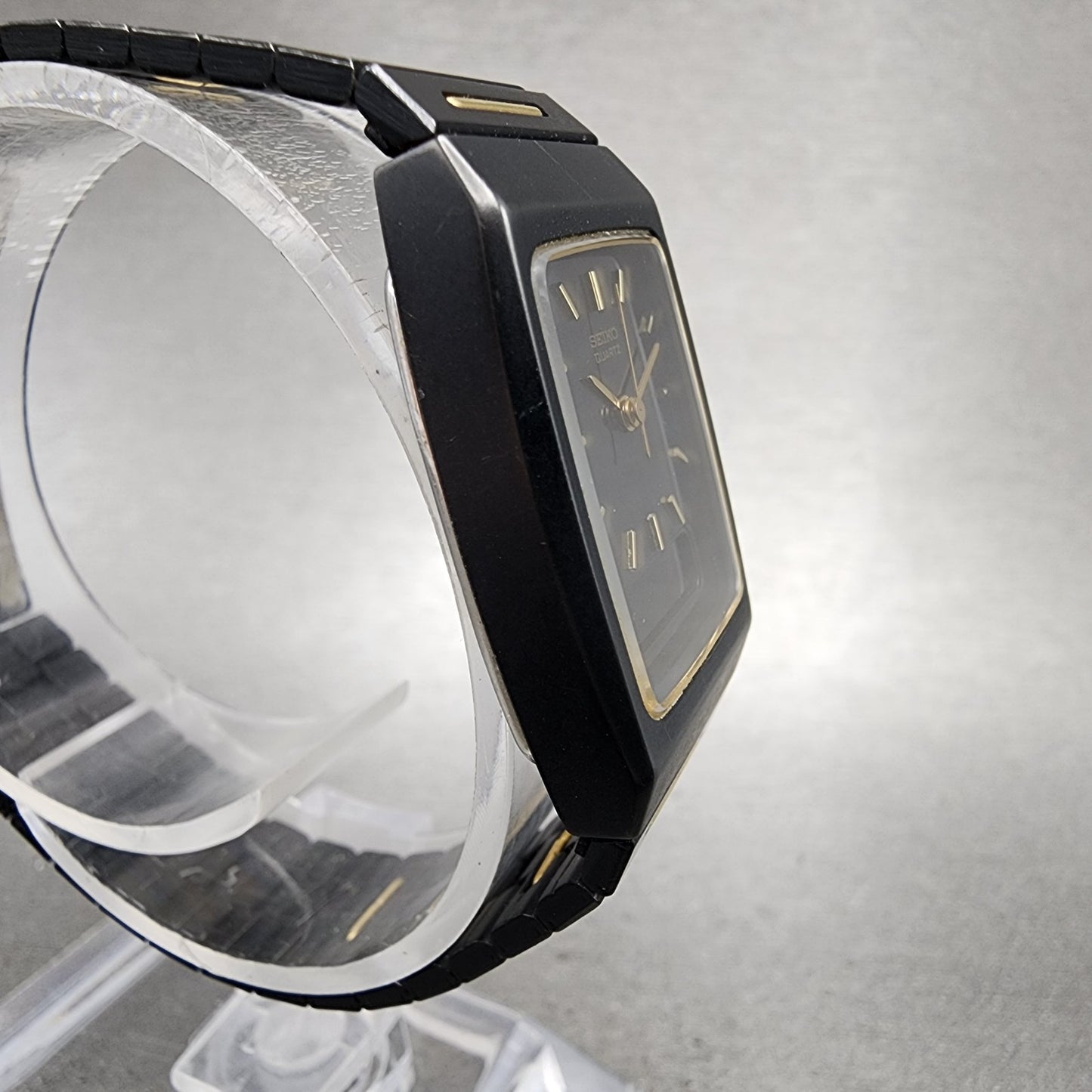 Seiko Watch Women 22mm Analog Digital Black Tone Rectangle E0295619 New Bat ABC3