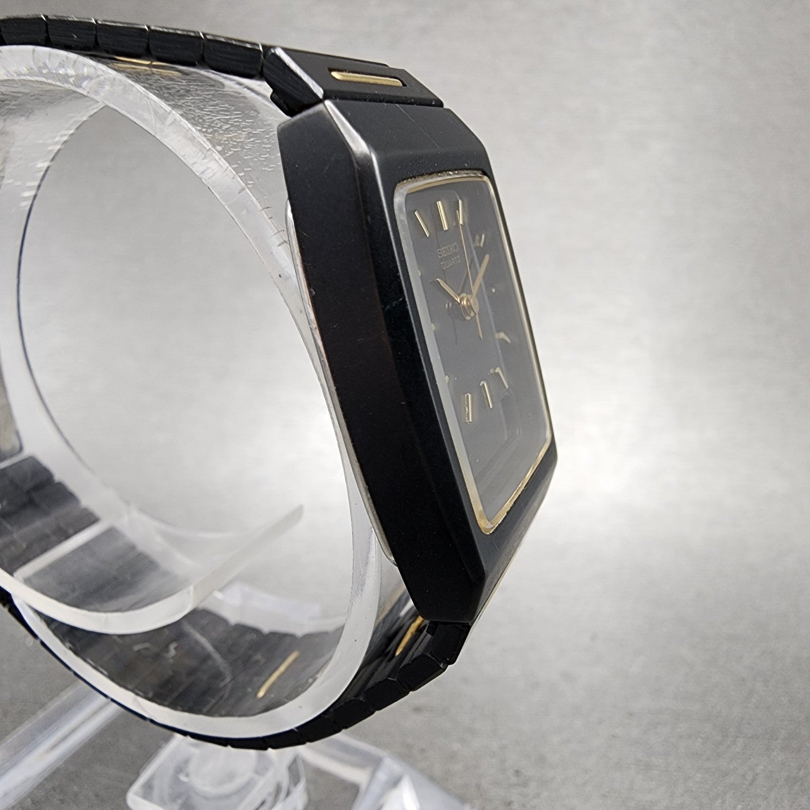 Seiko Watch Women 22mm Analog Digital Black Tone Rectangle E0295619 New Bat ABC3
