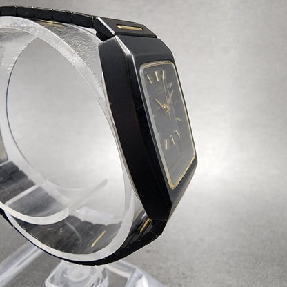 Seiko Watch Women 22mm Analog Digital Black Tone Rectangle E0295619 New Bat ABC3