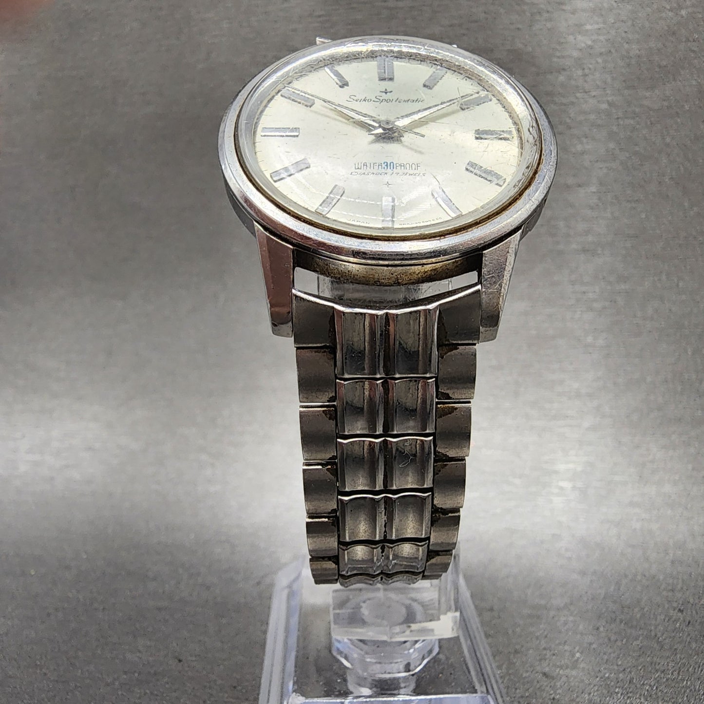Seiko Sports Matic Watch Men 36mm Silver Dial Silver Tone J13058 PARTS6