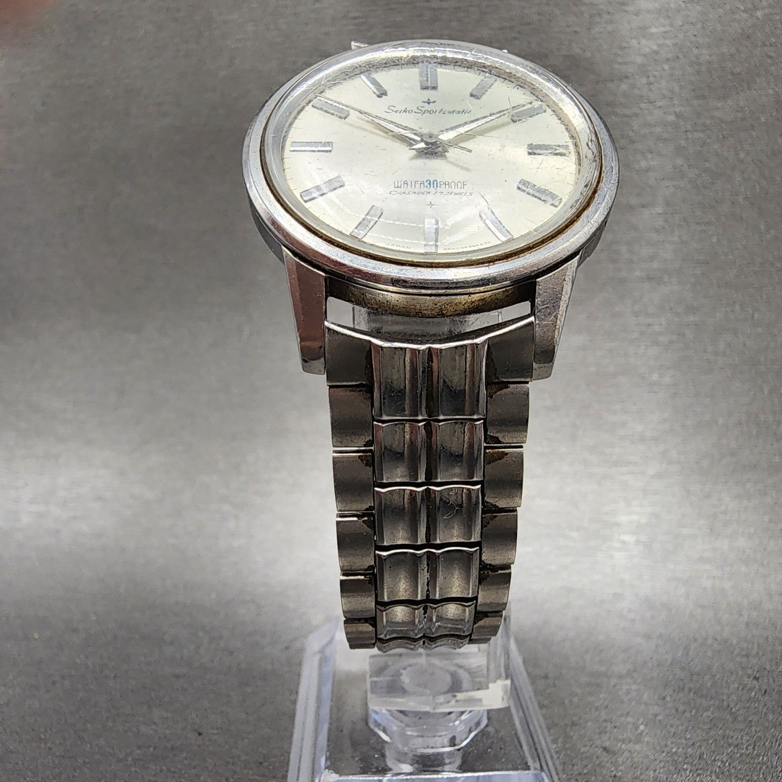 Seiko Sports Matic Watch Men 36mm Silver Dial Silver Tone J13058 PARTS6