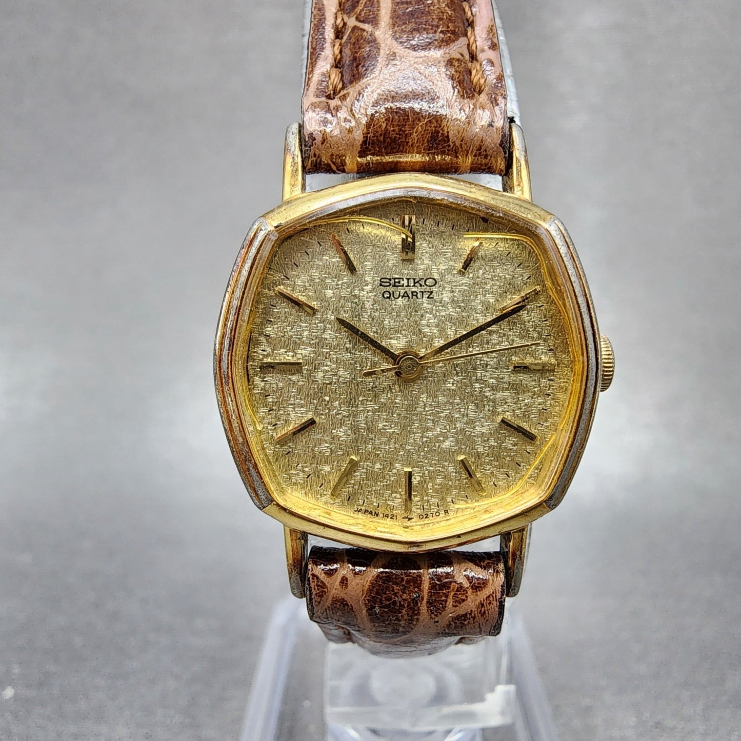 Seiko Watch Women 22mm Champagne Dial Gold Tone Octagon 14215140 New Battery0