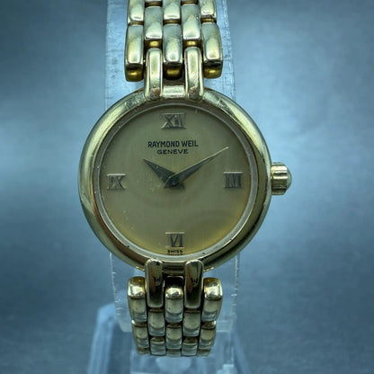 Raymond Weil Watch Women 20mm Gold Dial Gold Plated Round 5806-2 New Battery0