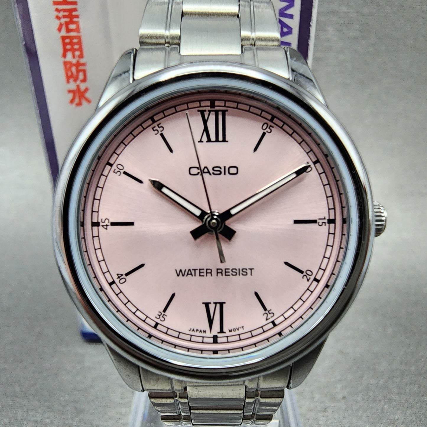 Casio Watch Women 28mm Pink Dial Stainless Steel Round LTP-V005 New Battery