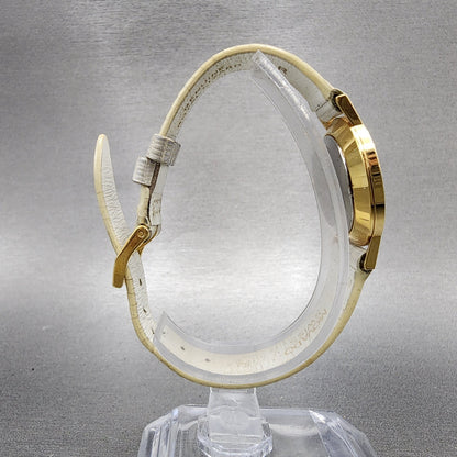 Movado Museum Watch Women 25mm White Dial Gold Tone Round 87A1832 New Battery8