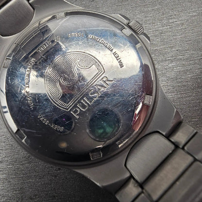 Seiko Pulsar Watch Men 37mm Blue Dial Silver Tone Date VX32-X206 New Battery10