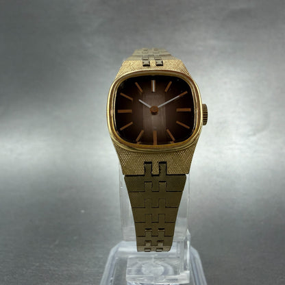 Seiko Watch Women 19mm Brown Dial Gold Tone Rectangle Manual Wind Runs 11-3949 05