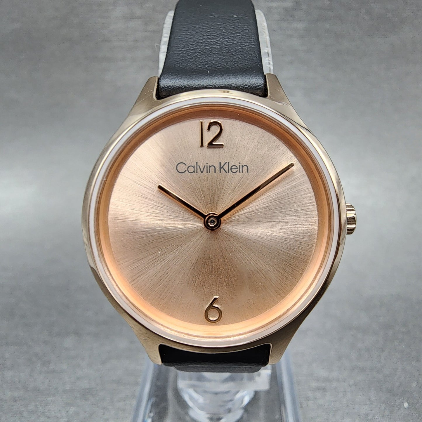 Calvin Klein Watch Women 28mm Pink Dial Rose Gold Tone Round Leather 252000600