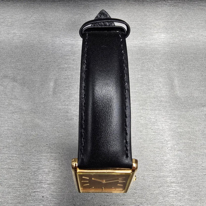 Seiko Tank Watch Men 25mm Gold Dial Gold Rectangle 5Y30-5060 New Battery JP VTG4