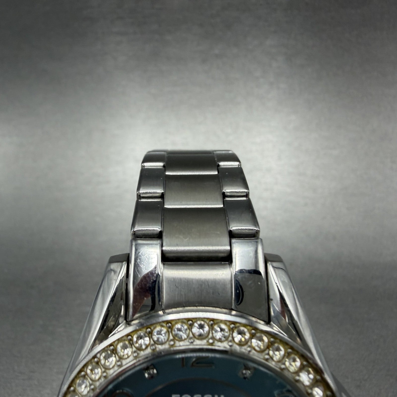 Fossil Riley Watch Women 39mm Blue Dial Silver Tone Daydate Round ES3529 New Bat4