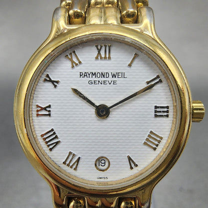 Raymond Weil Watch Women 24mm White Dial Gold Plated Date 9946 PARTS2