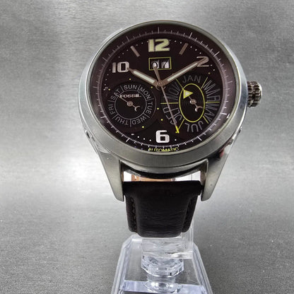 Fossil Automatic Watch Men 45mm Brown Dial Steel Triple Calendar ME1031 Runs5