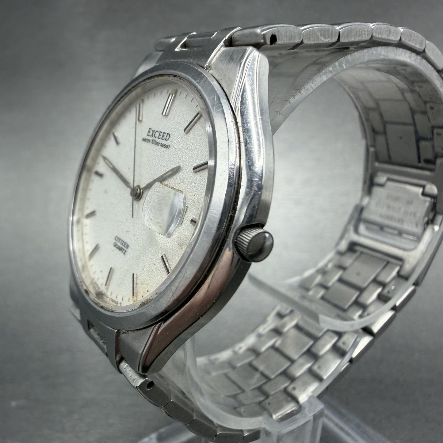 Citizen Exceed Watch Men 34mm White Dial Silver Tone Date 2710-274831 PARTS3