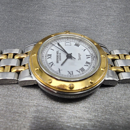 Raymond Weil Tango Watch Women 28mm White Two Tone Date Round BROKEN BAND NewBat5