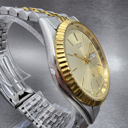 Citizen CQ President Watch Men 36mm Champagne Dial Two Tone Daydate Round Newbat3