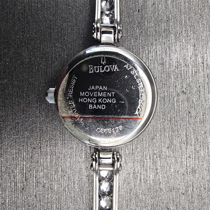 Bulova Watch Women 20mm MOP Dial Silver Tone Gemmed Round 96T71 New Battery10