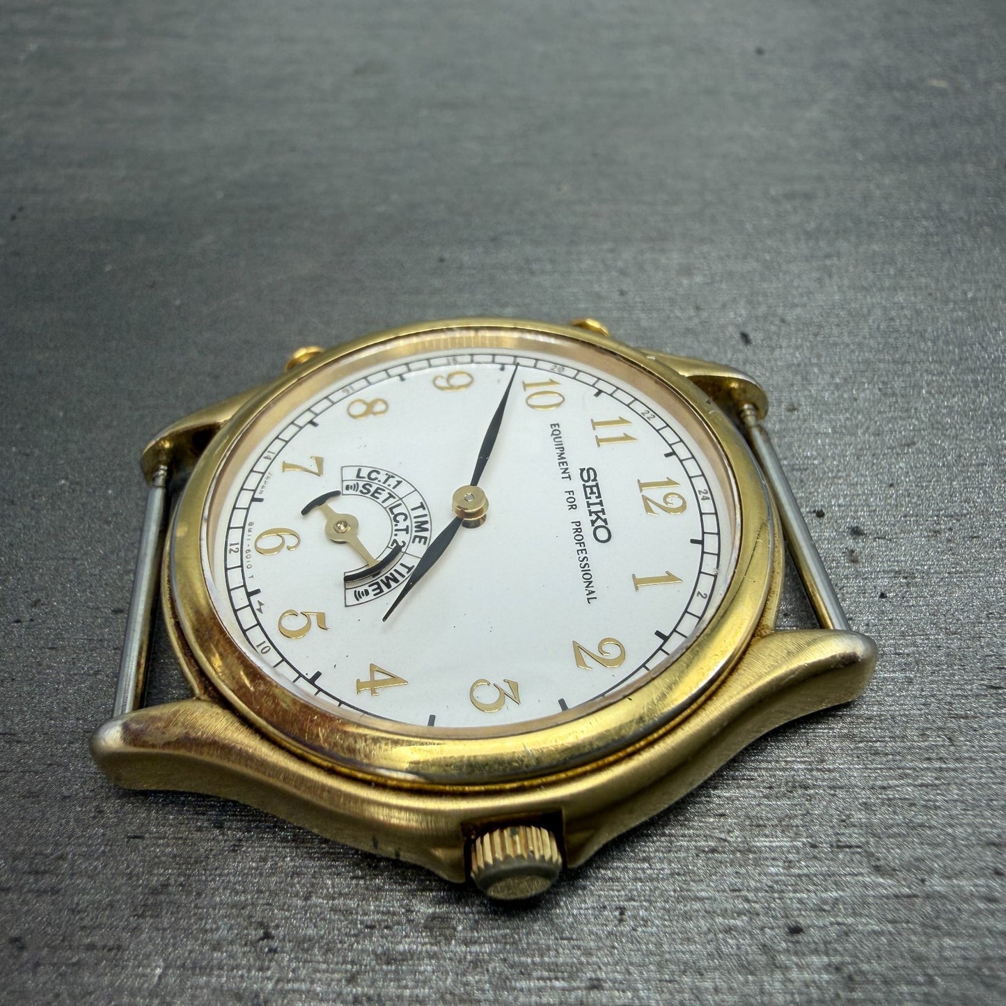 Seiko Equipment For Protentional Watch Men 35mm White Dial Gold Tone PARTS VTG6