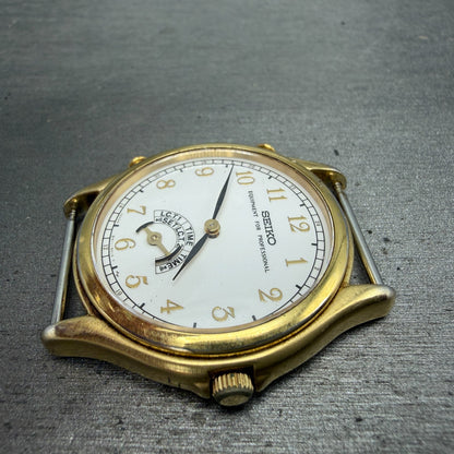 Seiko Equipment For Protentional Watch Men 35mm White Dial Gold Tone PARTS VTG6
