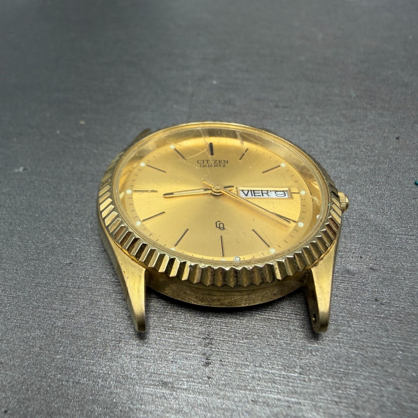 Citizen CQ President Watch Men 35mm Champagne Dial Gold Tone Daydate PARTS3