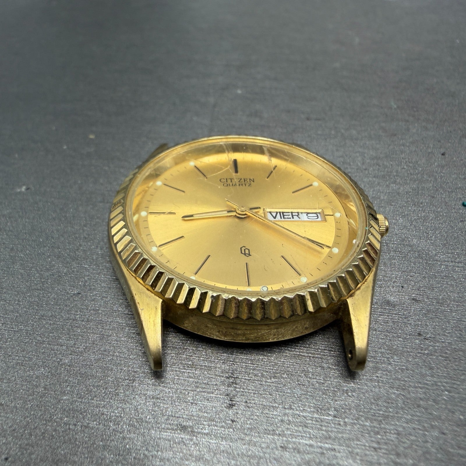 Citizen CQ President Watch Men 35mm Champagne Dial Gold Tone Daydate PARTS3
