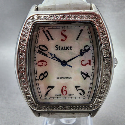 Stauer Watch Women 34mm MOP Dial Steel Diamond Accents 15510 New Battery