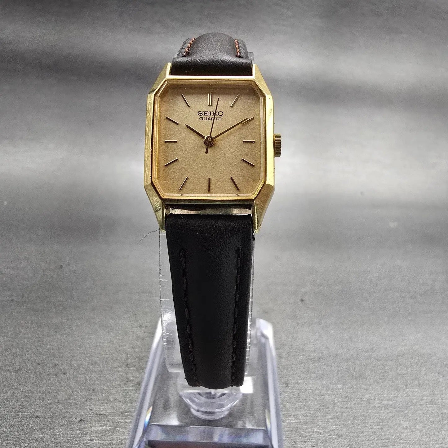 Seiko Watch Women 19mm Champagne Dial Gold Tone Rectangle 5421-5110 New Battery5