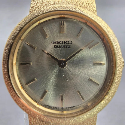 Seiko Watch Women 21mm Gold Dial Gold Tone Round 2320-0051 New Battery Vintage1