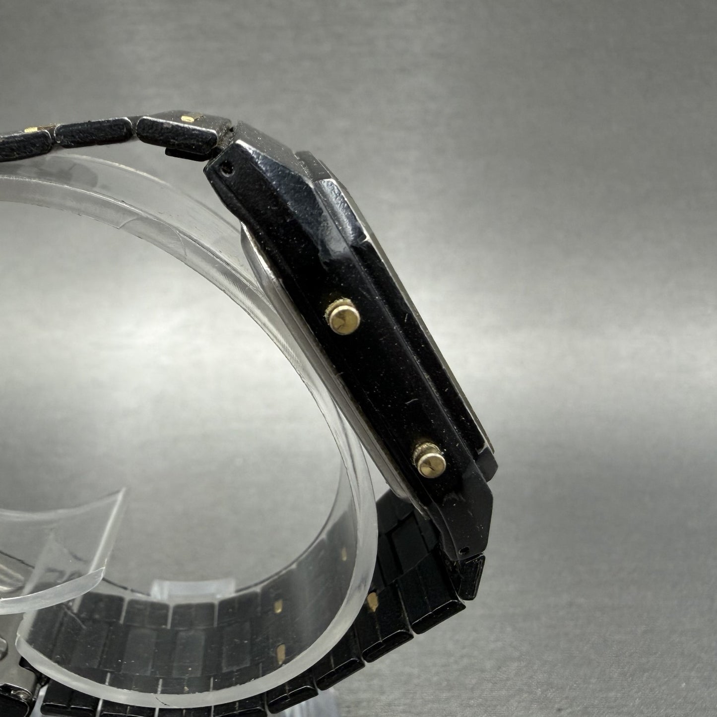 Pulsar Analog Digital Watch Men 30mm Black Dial Black Gold Chrono READ!!! V0313