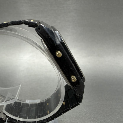 Pulsar Analog Digital Watch Men 30mm Black Dial Black Gold Chrono READ!!! V0313