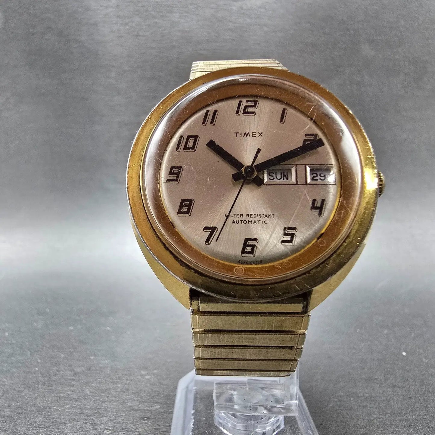 Timex Viscount automatic Watch men 39mm Champagne Dial Gold Tone Daydate Runs5