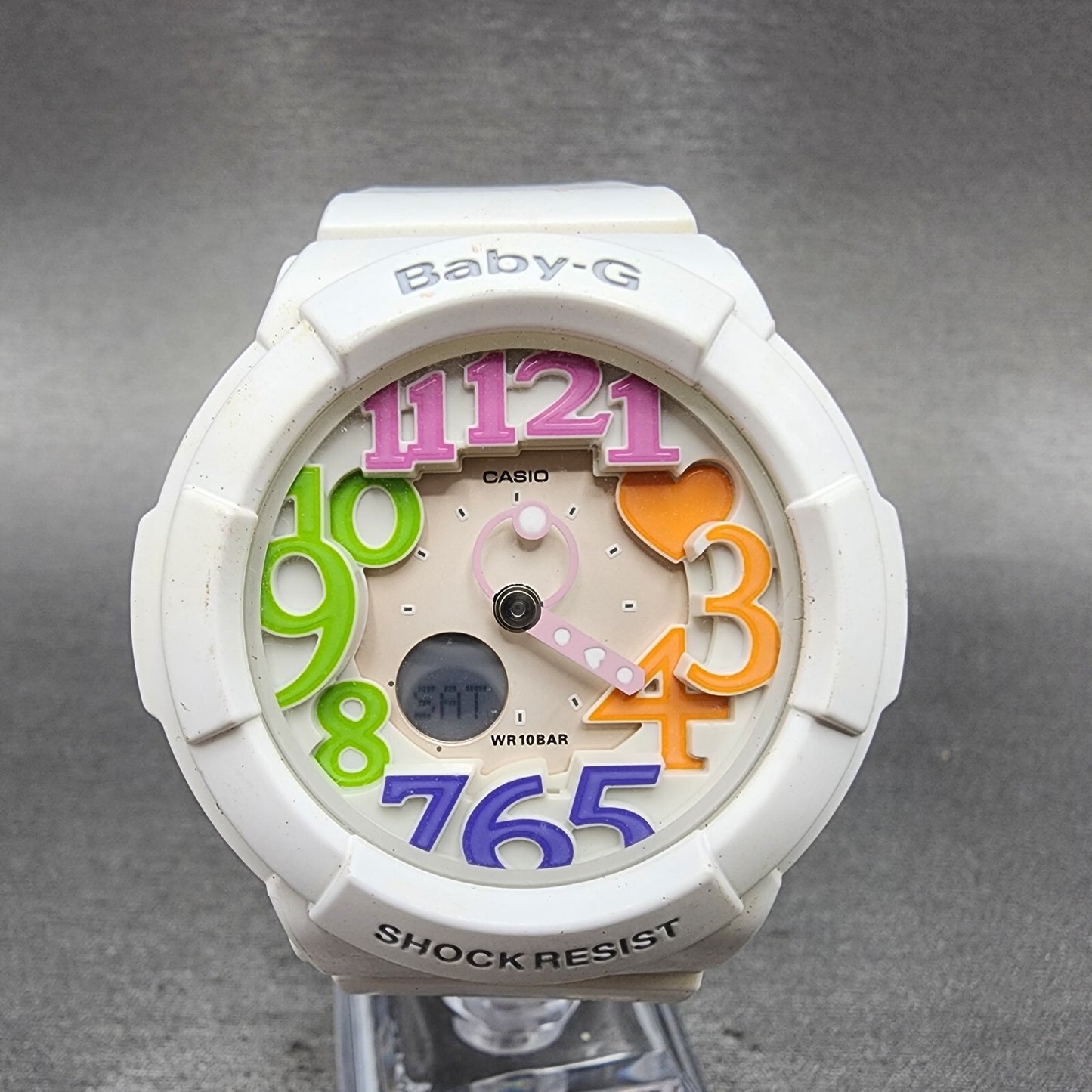 Casio BabyG BGA131 Watch Women 43mm White Tone Analog Digital New Battery0