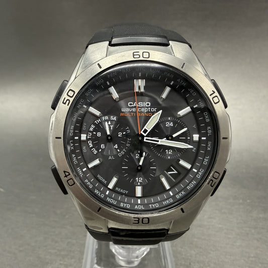 Casio Waveceptor WVQ-M410 Watch Men 43mm Black Dial Silver Tone Date Solar Runs0