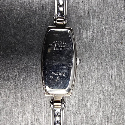 Bulova Watch Women 14mm Black Dial Silver Tone Rectangle 96T15 New Battery JP4510