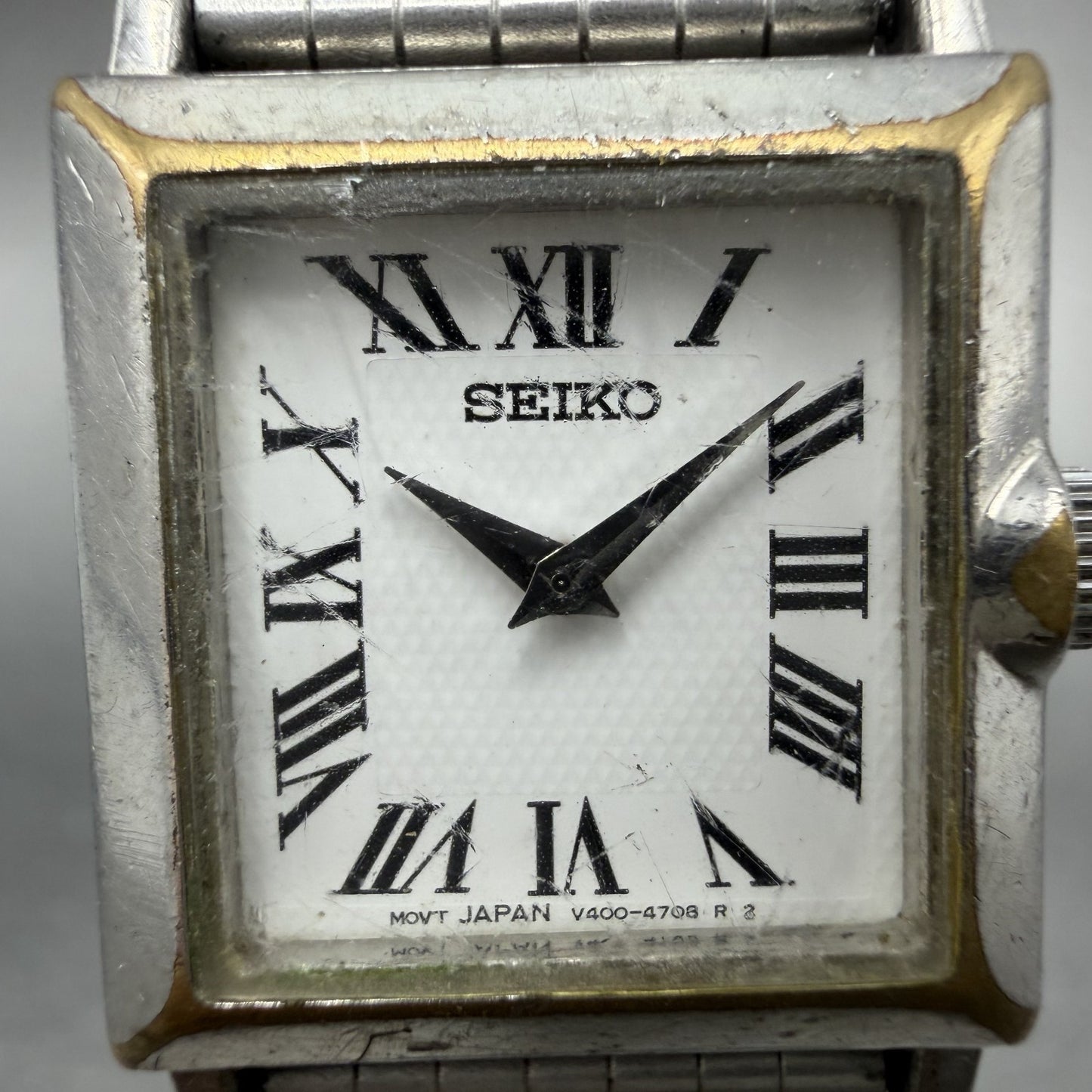 Seiko Tank Watch Women 20mm White Dial Silver Tone Square V400-6530 New Battery1
