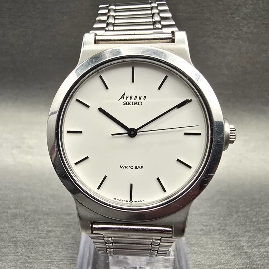 Seiko Avenue Watch Men 33mm White Dial Silver Tone Round 5P31-6C80 New Battery0