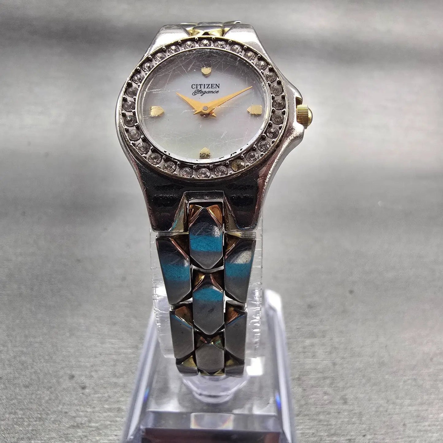 Citizen Elegance Watch Women 21mm MOP Dial Two Tone Gemmed 5920-S78992 New Batt5
