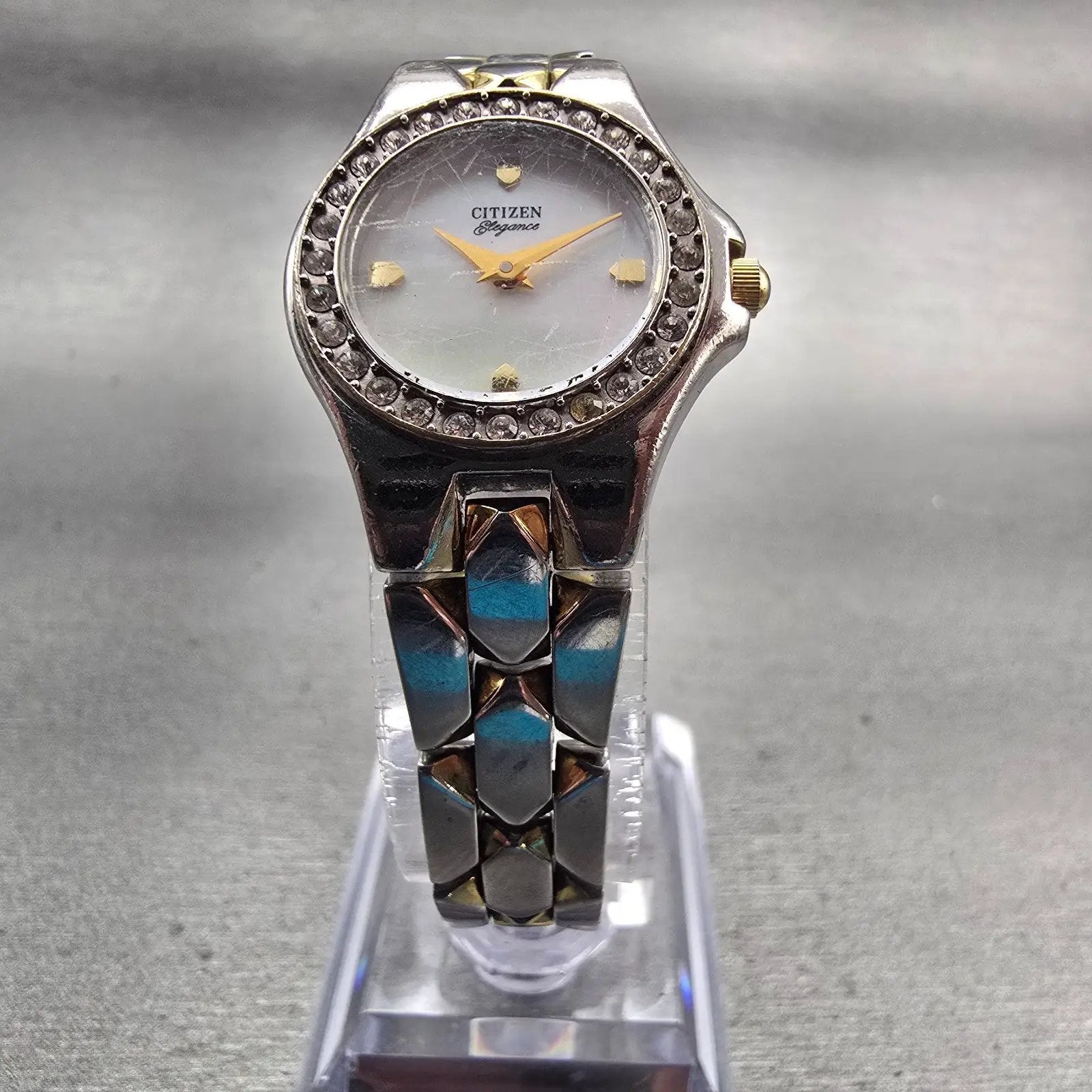 Citizen Elegance Watch Women 21mm MOP Dial Two Tone Gemmed 5920-S78992 New Batt5