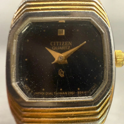 Citizen CQ Watch Women 17mm Black Dial Two Tone Rectangle 2951-890001 New Batt1