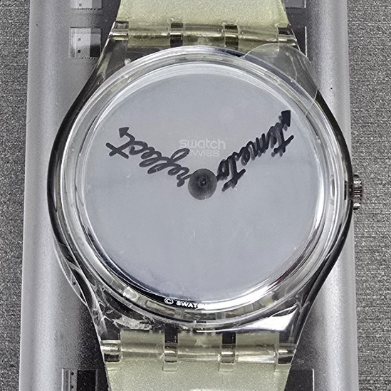 Swatch Time to Reflect Watch Men 34mm Silver Dial Clear Case GZ143 New Batt NOS1