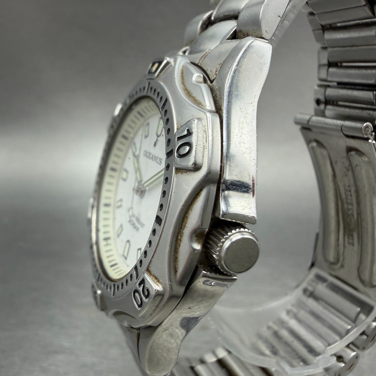 Casio Oceanus Dive Watch Men 38mm White Dial Steel Date Round OC-700 New Battery2
