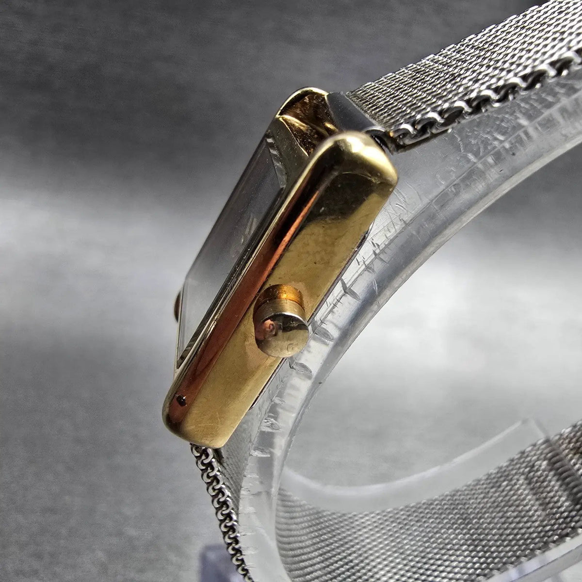Skagen Watch Women 15mm Silver Dial Gold Tone Rectangle 136SGS New Battery BD2
