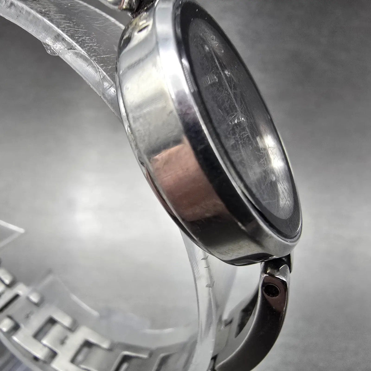 Citizen Axiom Eco-Drive Watch Women 28mm Black Dial Steel Round EM0636-55F Runs3