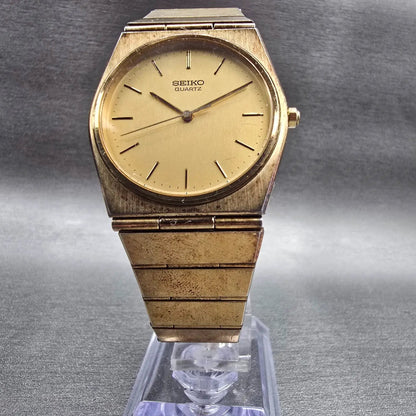 Seiko Watch Men 31mm Gold Dial Gold Tone Oval 9021-6009 New Battery Vintage5