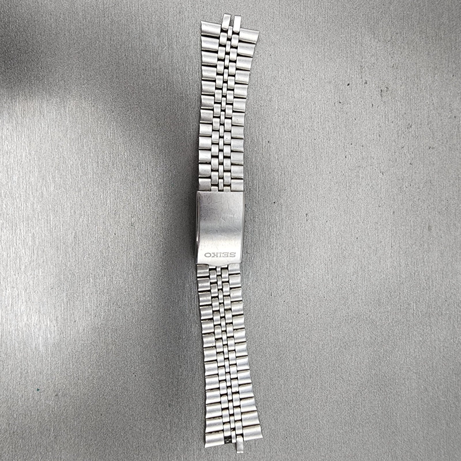 VTG Seiko Watch Bracelet 20mm Stainless Steel 5 Link Tri Folding Clasp no endlin0