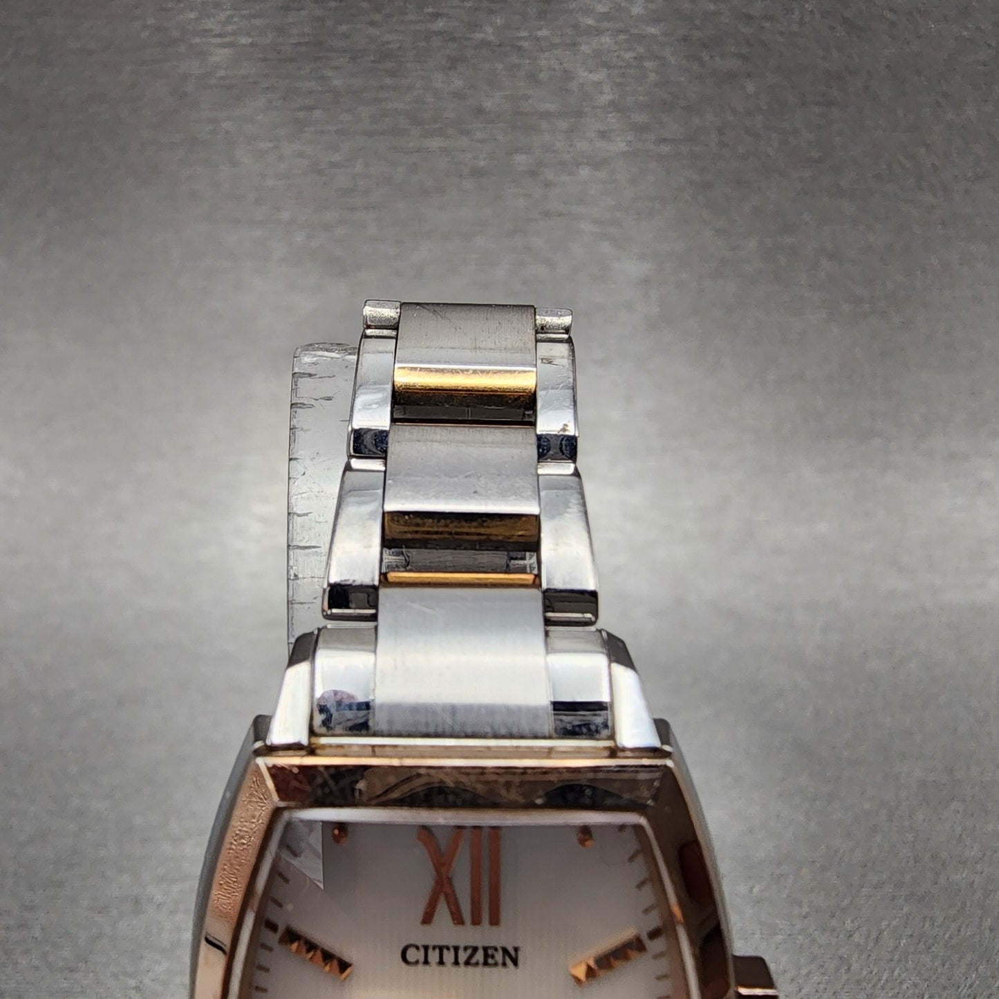 Citizen EcoDrive XC Watch Women 24mm White Dial Two Tone Rectangle H030 Runs4