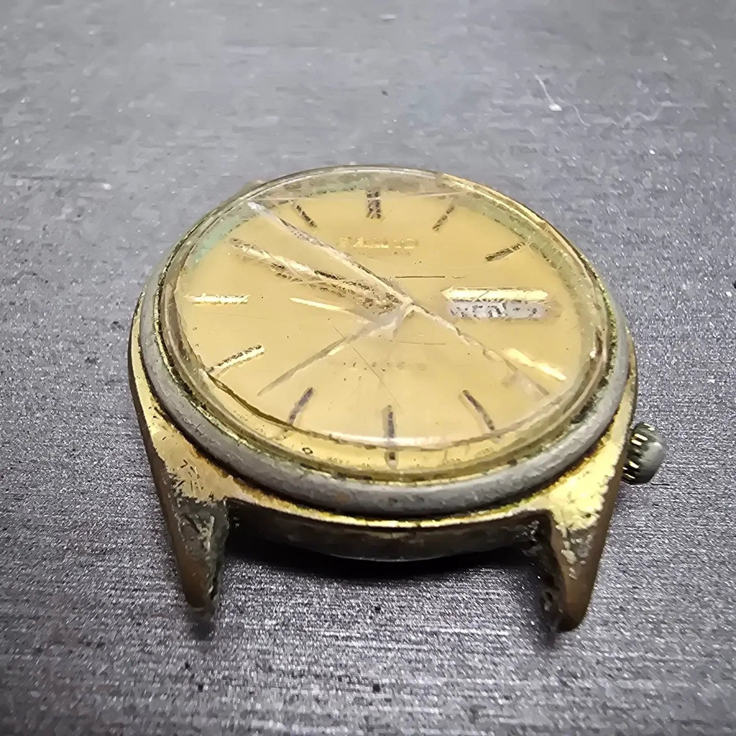 Seiko Automatic Watch Men 35mm Gold Dial Gold Tone Daydate 6309-7159 PARTS3