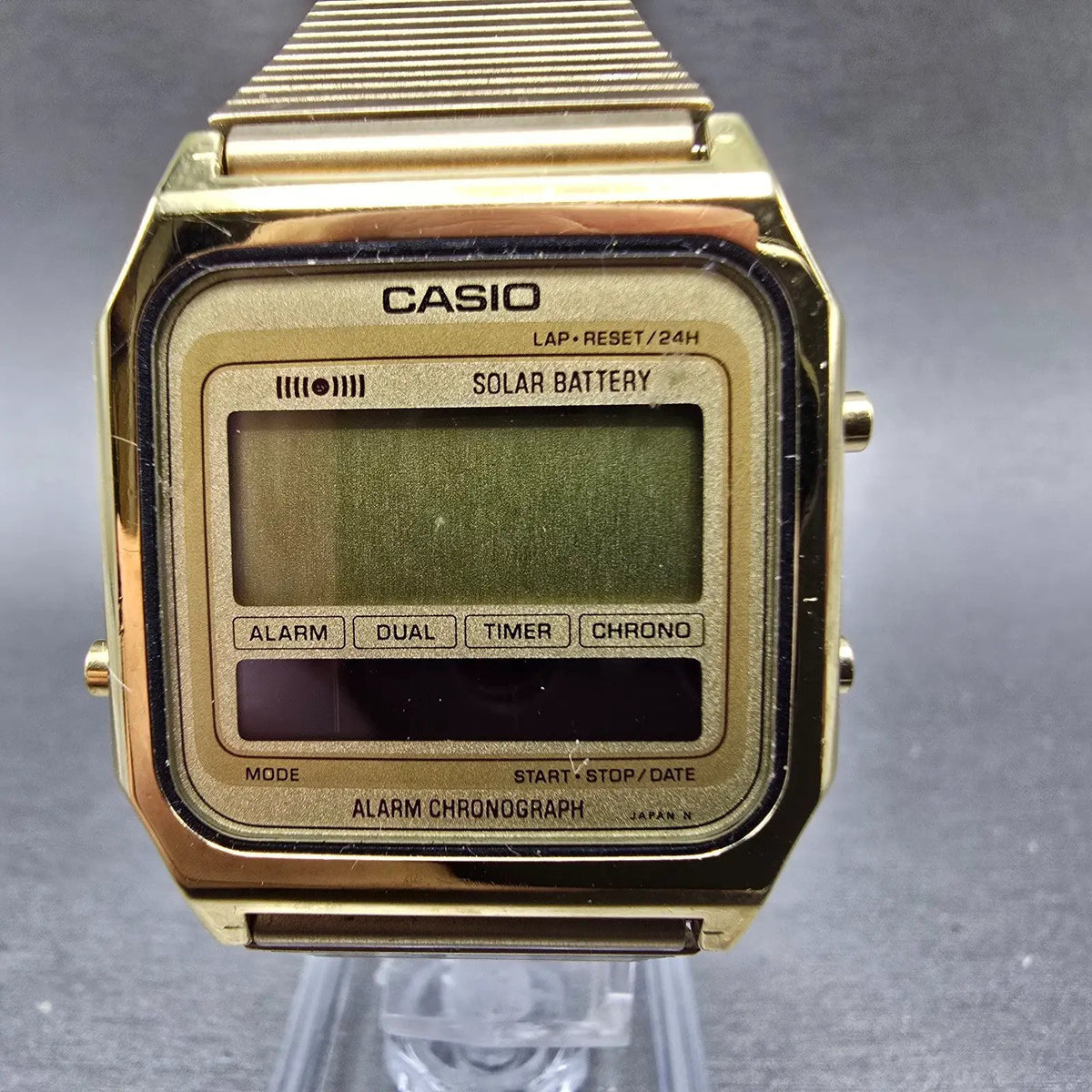 Casio SA-60 Watch Men 30mm Gold Solar Alarm Chronograph VTG PARTS JDM0